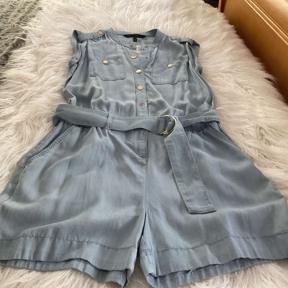 White House Black Market Light Blue Romper